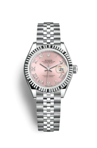 Rolex Lady-Datejust 28 Stainless Steel Fluted / Pink - Roman / Jubilee (279174-0017) · illustrated reference 279174-0017