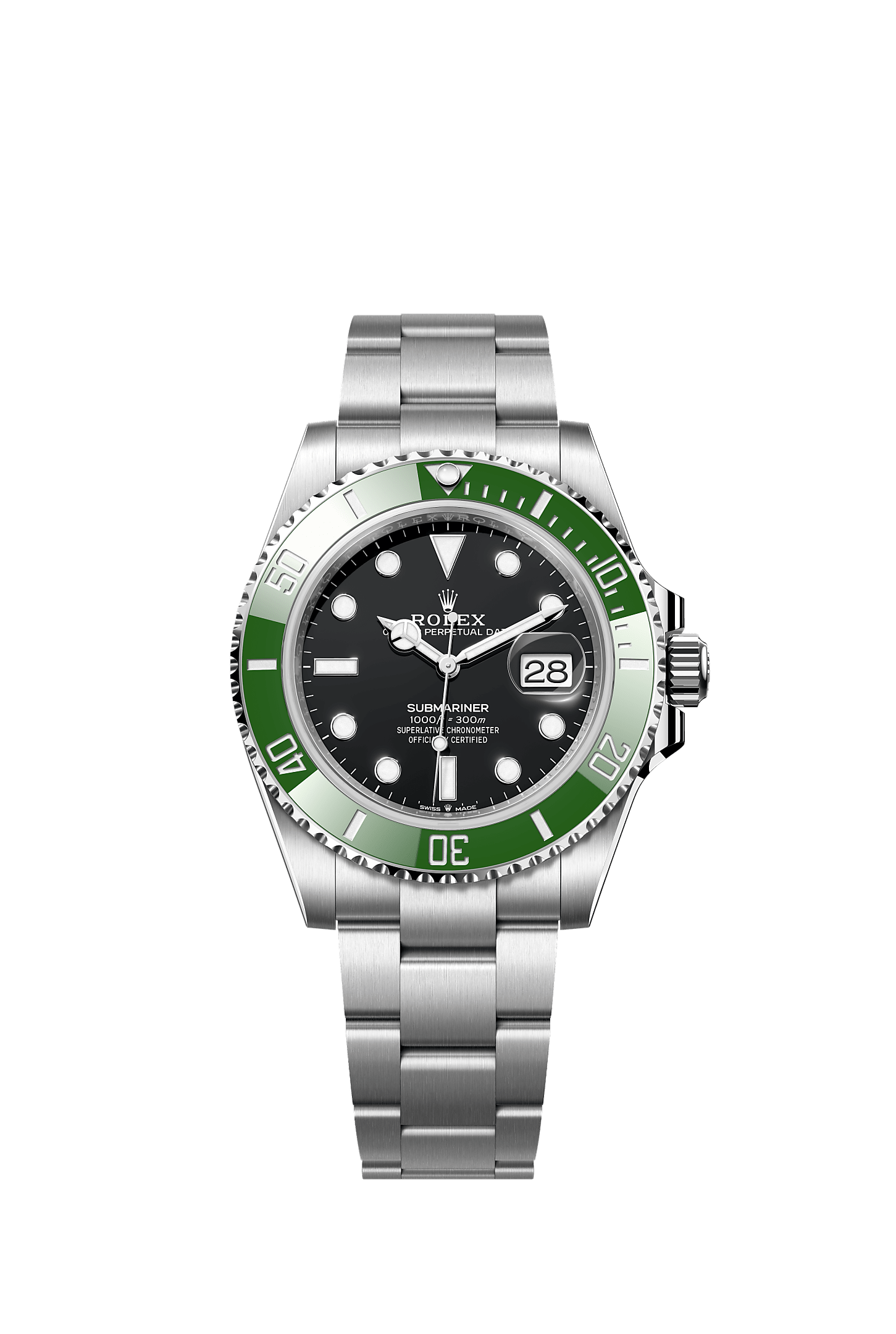Submariner Date Oystersteel · green bezel · black dial