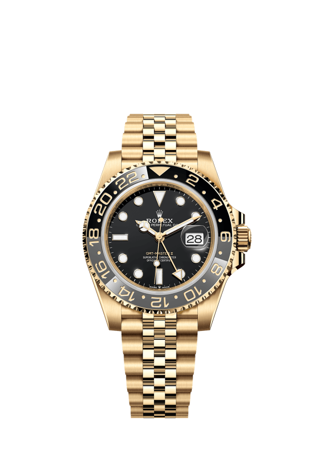 GMT-Master II, Oyster, 40 mm, yellow gold, Dial : Black, Rolex · illustrated reference 126718GRNR-0001