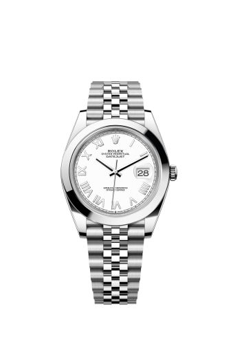 Rolex Datejust 41 Stainless Steel Smooth / White - Roman / Oyster (126300-0028) · illustrated reference 126300-0028