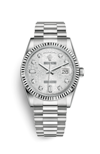 Rolex Day-Date 36 White Gold Fluted / President / Silver Computer (118239-0092) · illustrated reference 118239-0092