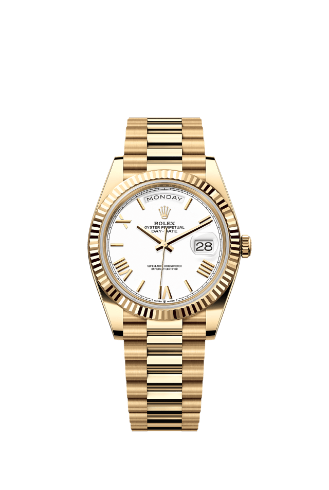 Day-Date 40, Oyster, 40 mm, yellow gold, Dial : White, Rolex · illustrated reference 228238-0042
