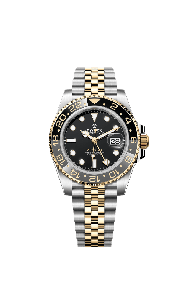 GMT-Master II, Oyster, 40 mm, Oystersteel and yellow gold, Dial : Black, Rolex · illustrated reference 126713GRNR-0001