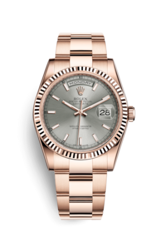 Rolex Day-Date 36 Everose Fluted / Oyster / Grey (118235f-0134) · illustrated reference 118235f-0134