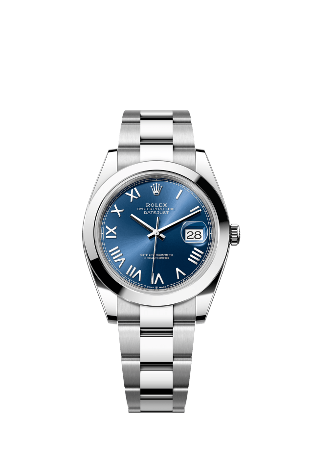 Datejust 41, Oyster, 41 mm, Oystersteel, Dial : Bright blue, Rolex · illustrated reference 126300-0029