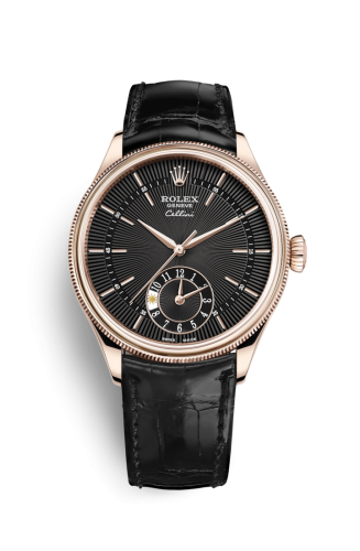 Rolex Cellini Dual Time Everose / Black / Alligator Black (50525-0011) · illustrated reference 50525-0011