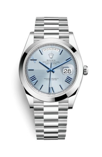 Rolex Day-Date 40 Platinum / Ice Blue Quadrant Motif (228206-0001) · illustrated reference 228206-0001