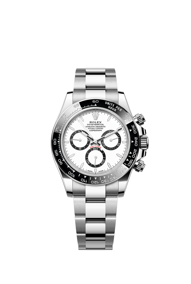 Cosmograph Daytona, Oyster, 40 mm, Oystersteel, Dial : White, black counter rings, Rolex · illustrated reference 126500LN-0001