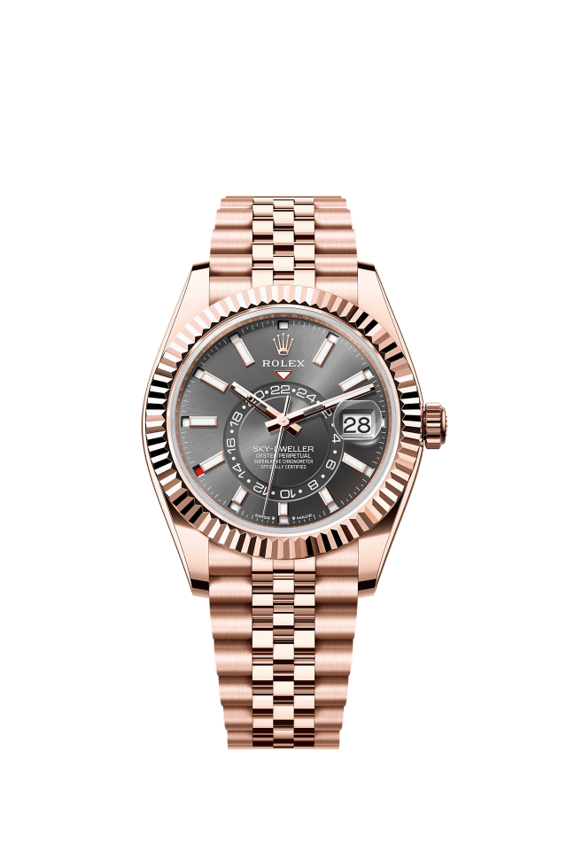 Sky-Dweller, Oyster, 42 mm, Everose gold, Dial : Slate, Rolex · illustrated reference 336935-0008