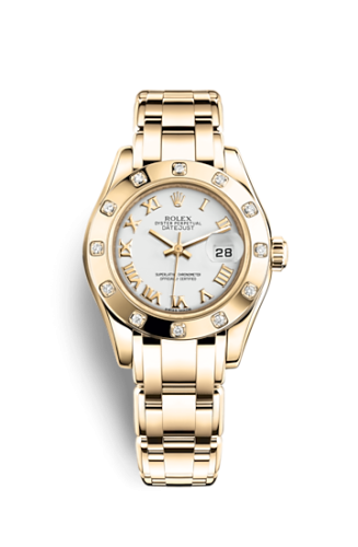 Rolex Datejust Pearlmaster 29 Yellow Gold Diamond / White Roman (80318-0054) · illustrated reference 80318-0054
